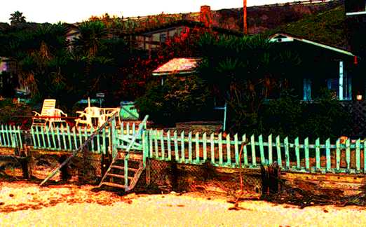 Turquoise home in deep shadows